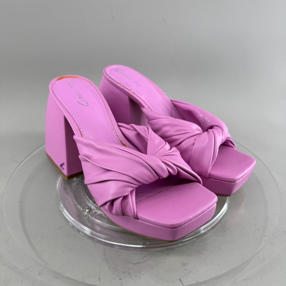 Circus NY Womens Slide Sandals Knotted Block Heel Square Toe Pink Size 5.5M